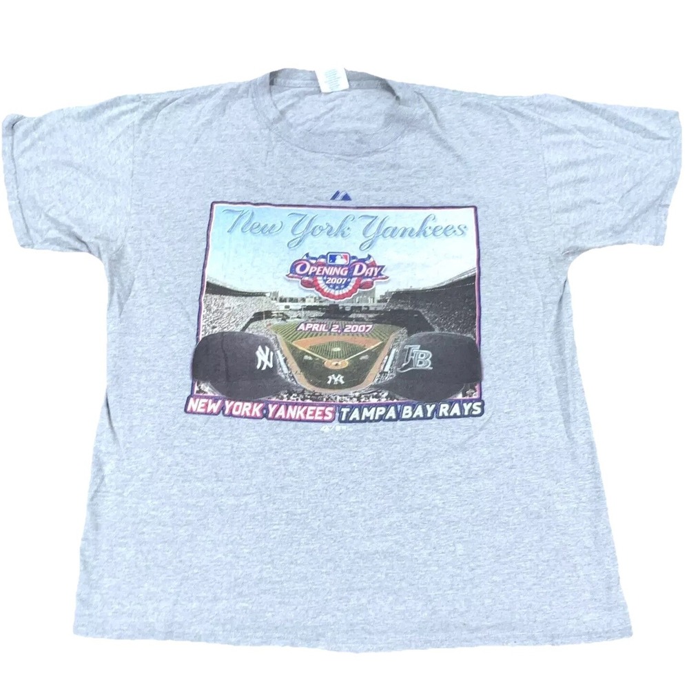 Vintage New York Yankees Shirt Men‎ XL Gray Tee Old Stadium Adult Top Y2K Rays
